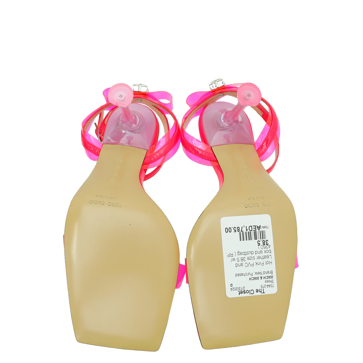 Mach & Mach Hot Pink French Bow Square Toe Sandal 38.5