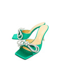 Mach & Mach Emerald Green Double Bow Square Toe 95mm Mules 39