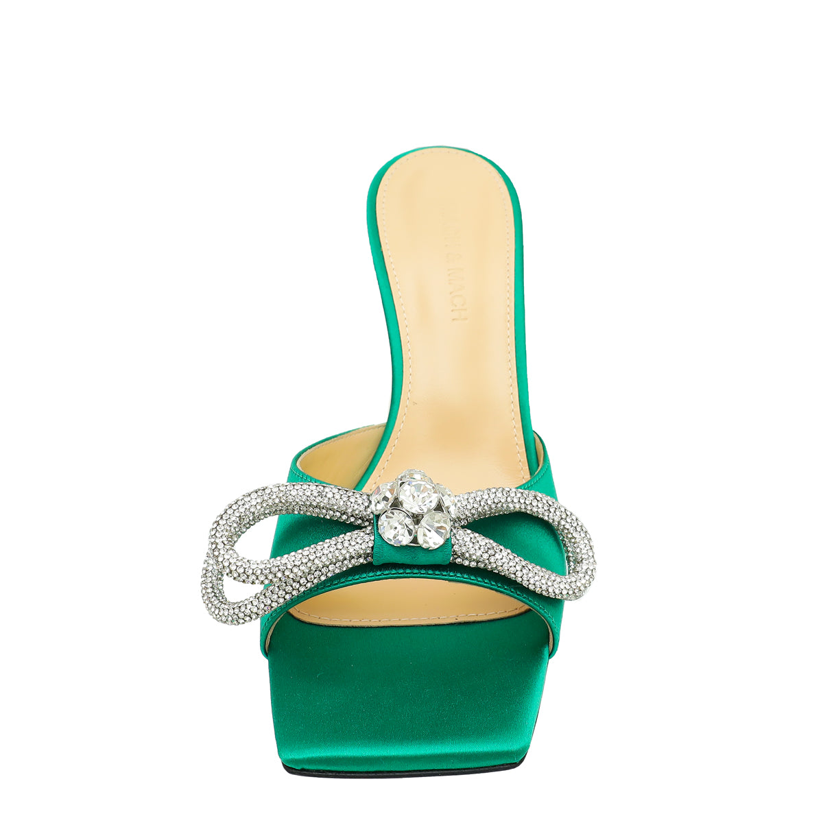 Mach & Mach Emerald Green Double Bow Square Toe 95mm Mules 39