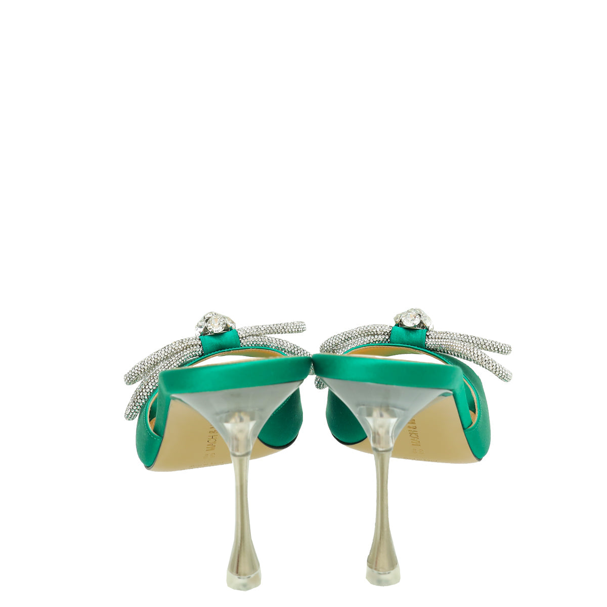 Mach & Mach Emerald Green Double Bow Square Toe 95mm Mules 39