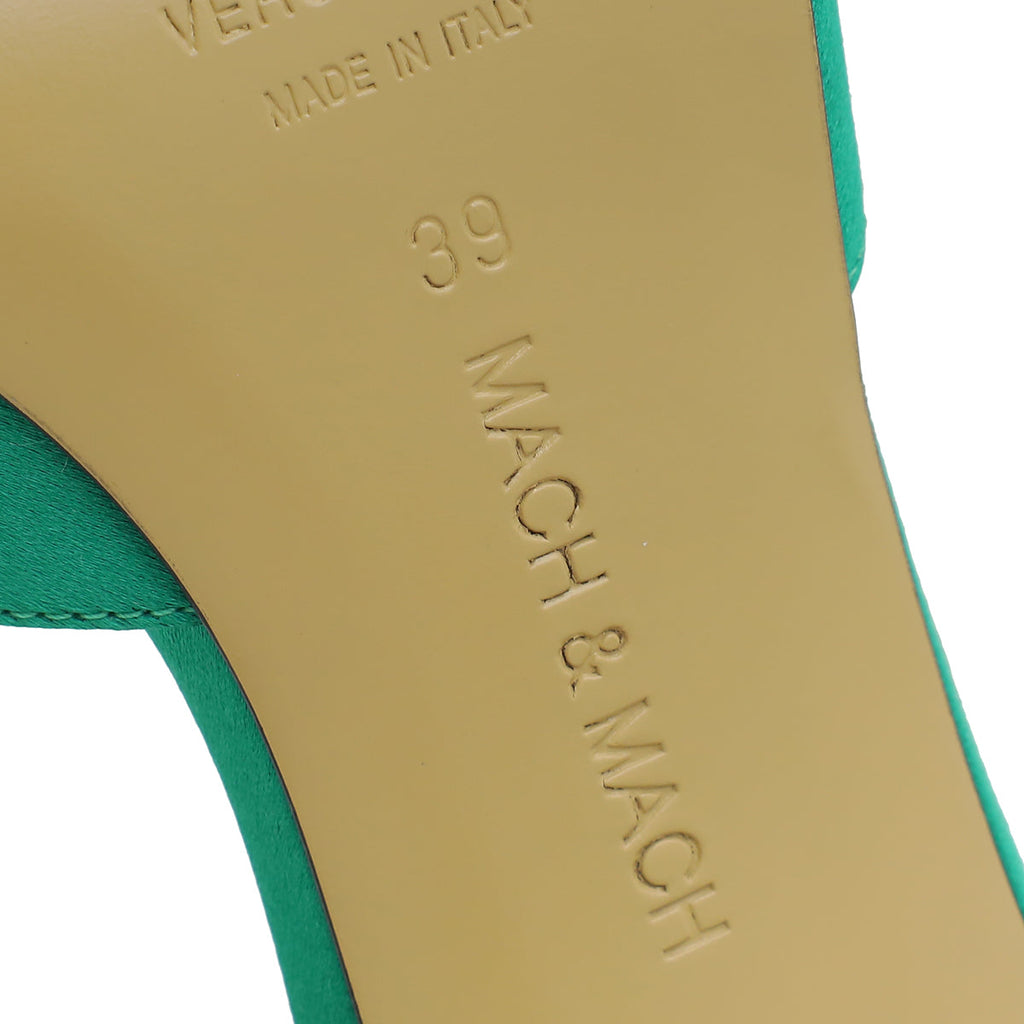 Mach & Mach Emerald Green Double Bow Square Toe 95mm Mules 39