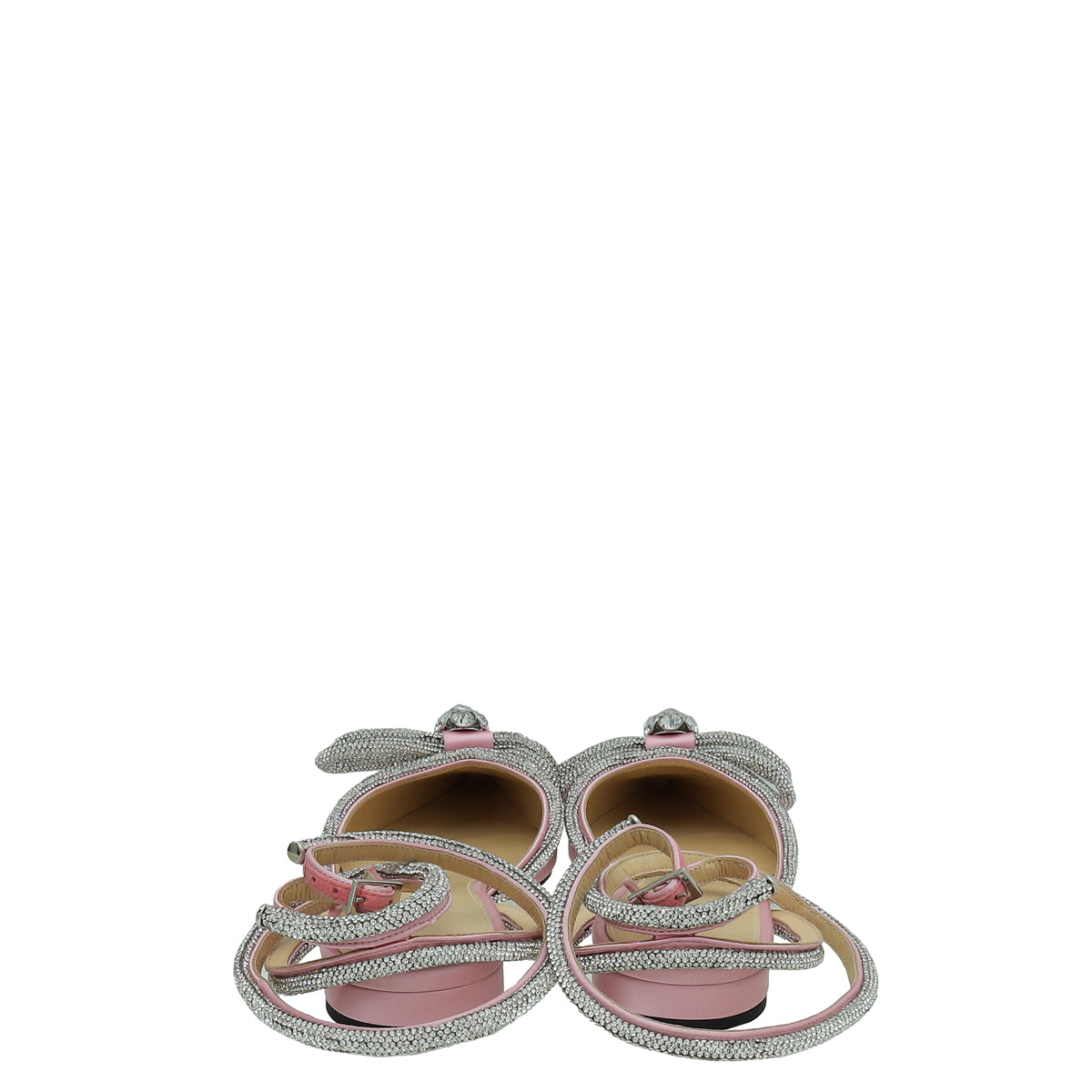 Mach & Mach Pink Double Bow Crystal Flat Pumps 40