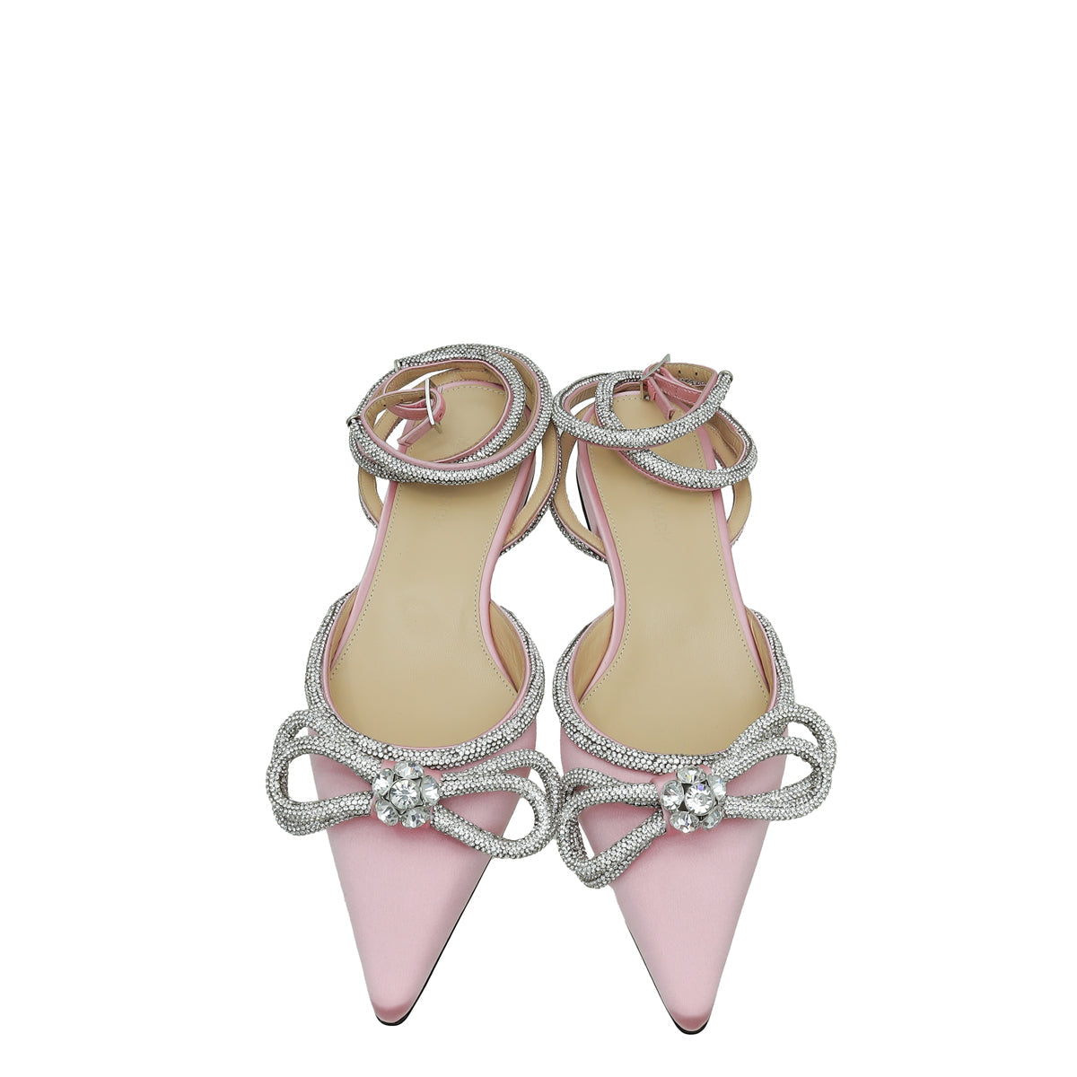 Mach & Mach Pink Double Bow Crystal Flat Pumps 40