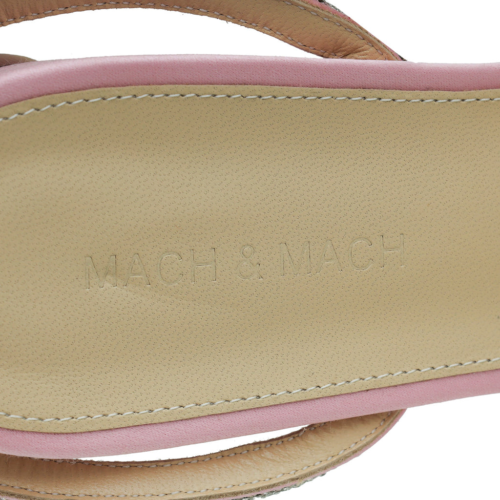 Mach & Mach Pink Double Bow Crystal Flat Pumps 40