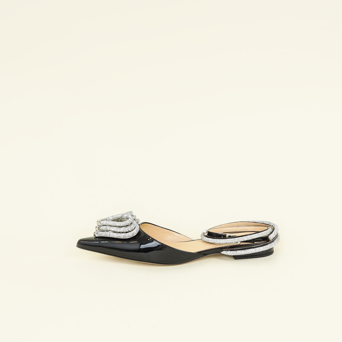Mach & Mach Black Triple Heart Ankle Strap Flats 41