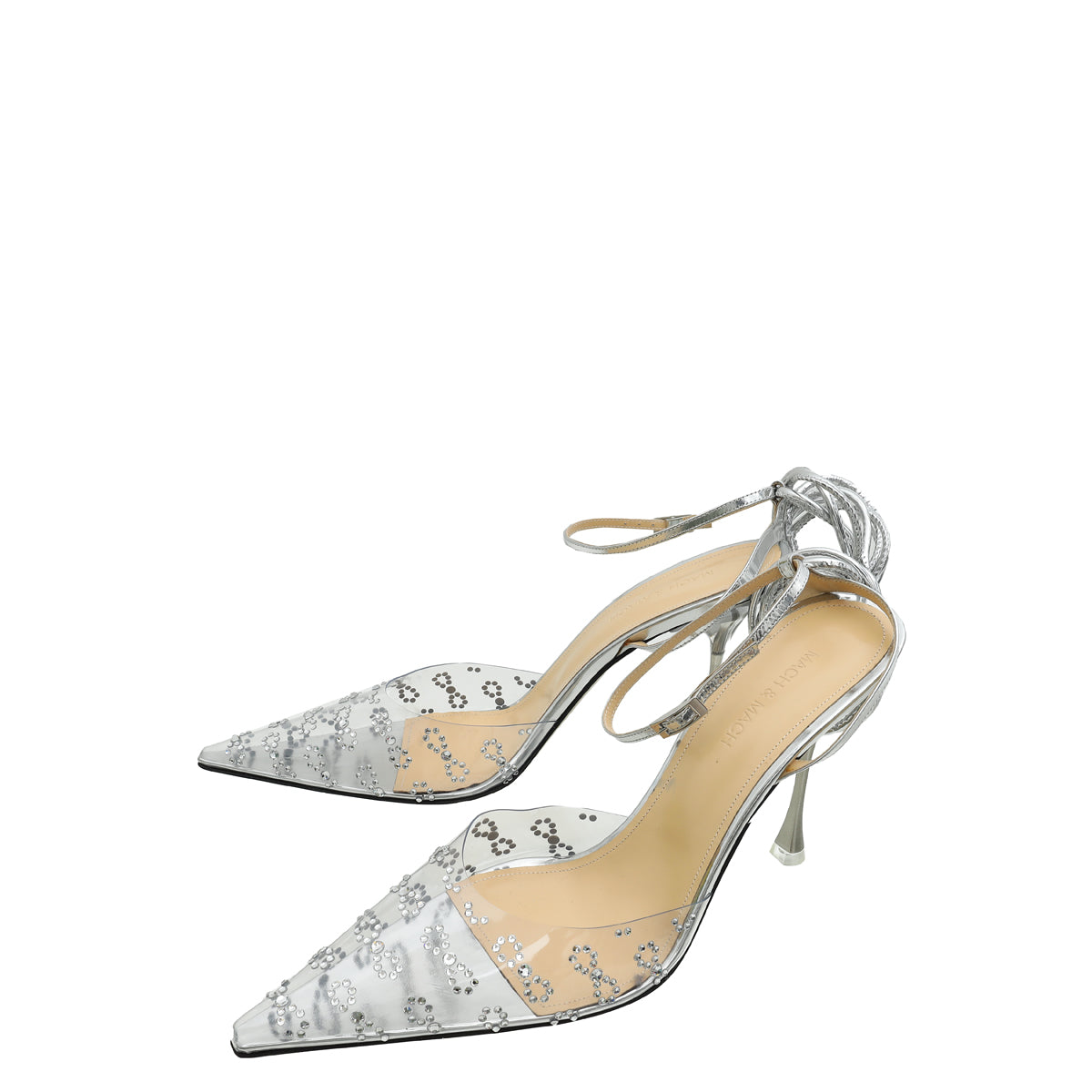 Mach & Mach Bicolor Embellished PVC Crystal Ankle Strap 41
