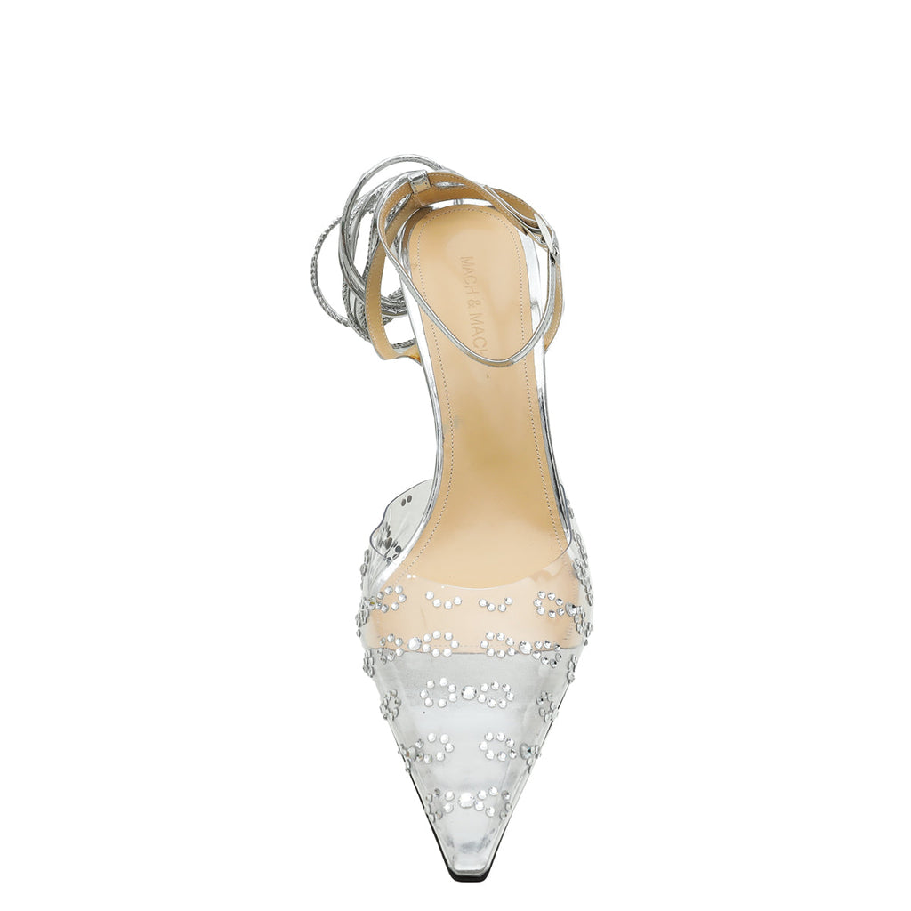 Mach & Mach Bicolor Embellished PVC Crystal Ankle Strap 41