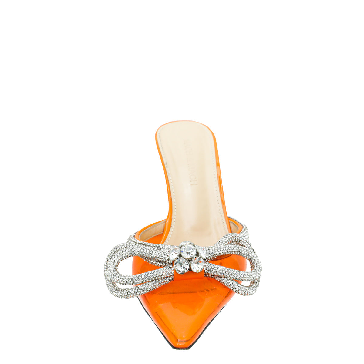 Mach & Mach Orange Crystal Bow PVC Mules 37.5