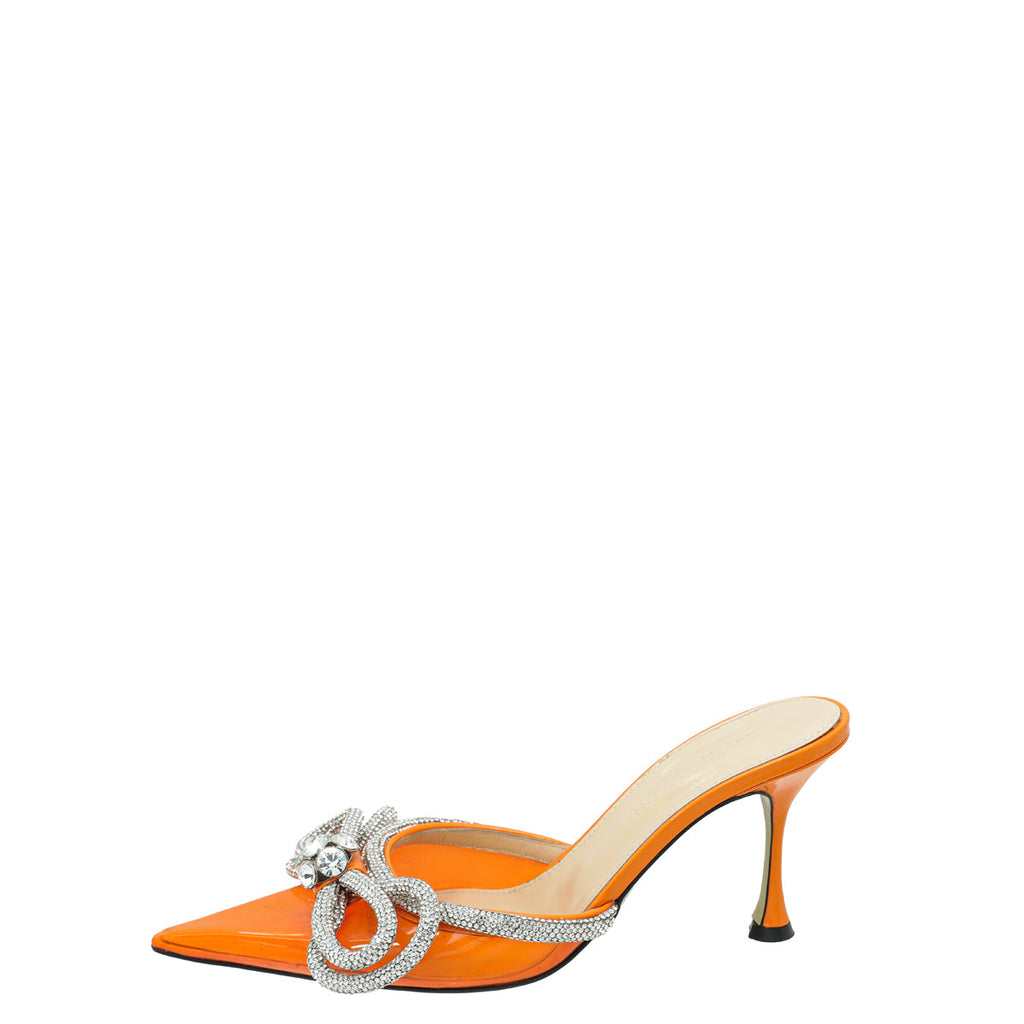 Mach & Mach Orange Crystal Bow PVC Mules 37.5