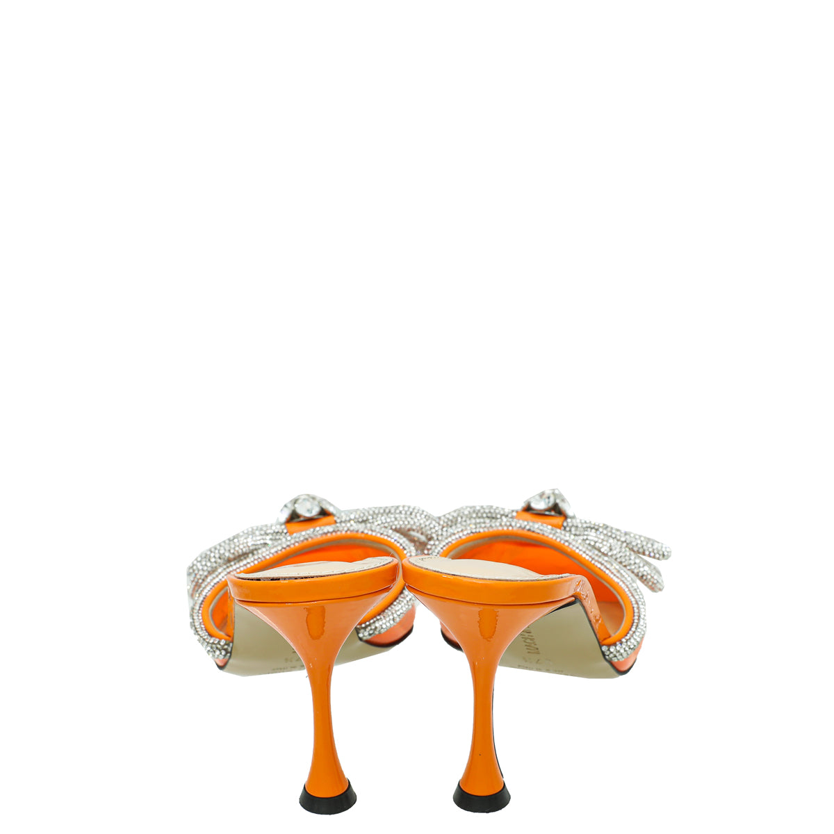 Mach & Mach Orange Crystal Bow PVC Mules 37.5