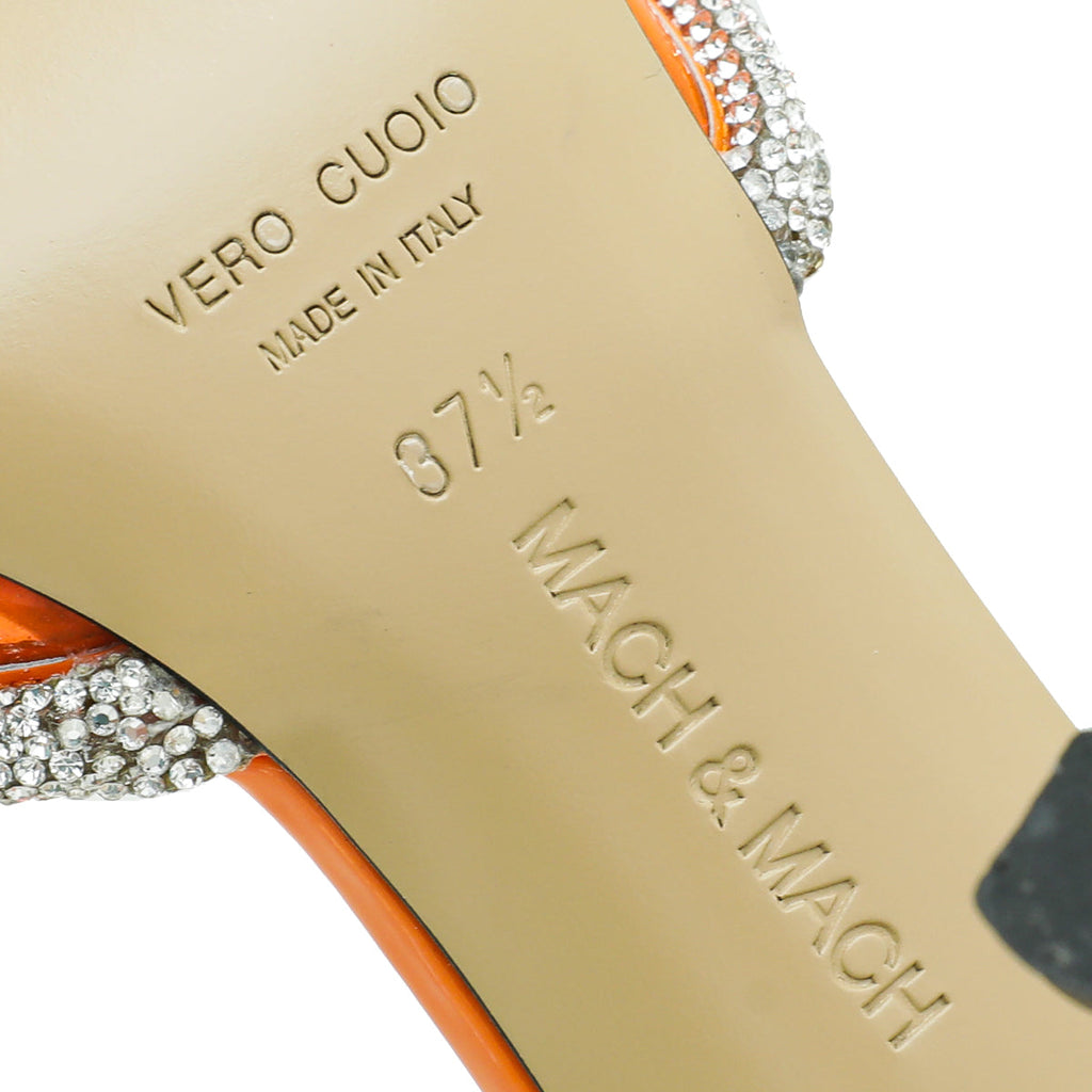 Mach & Mach Orange Crystal Bow PVC Mules 37.5