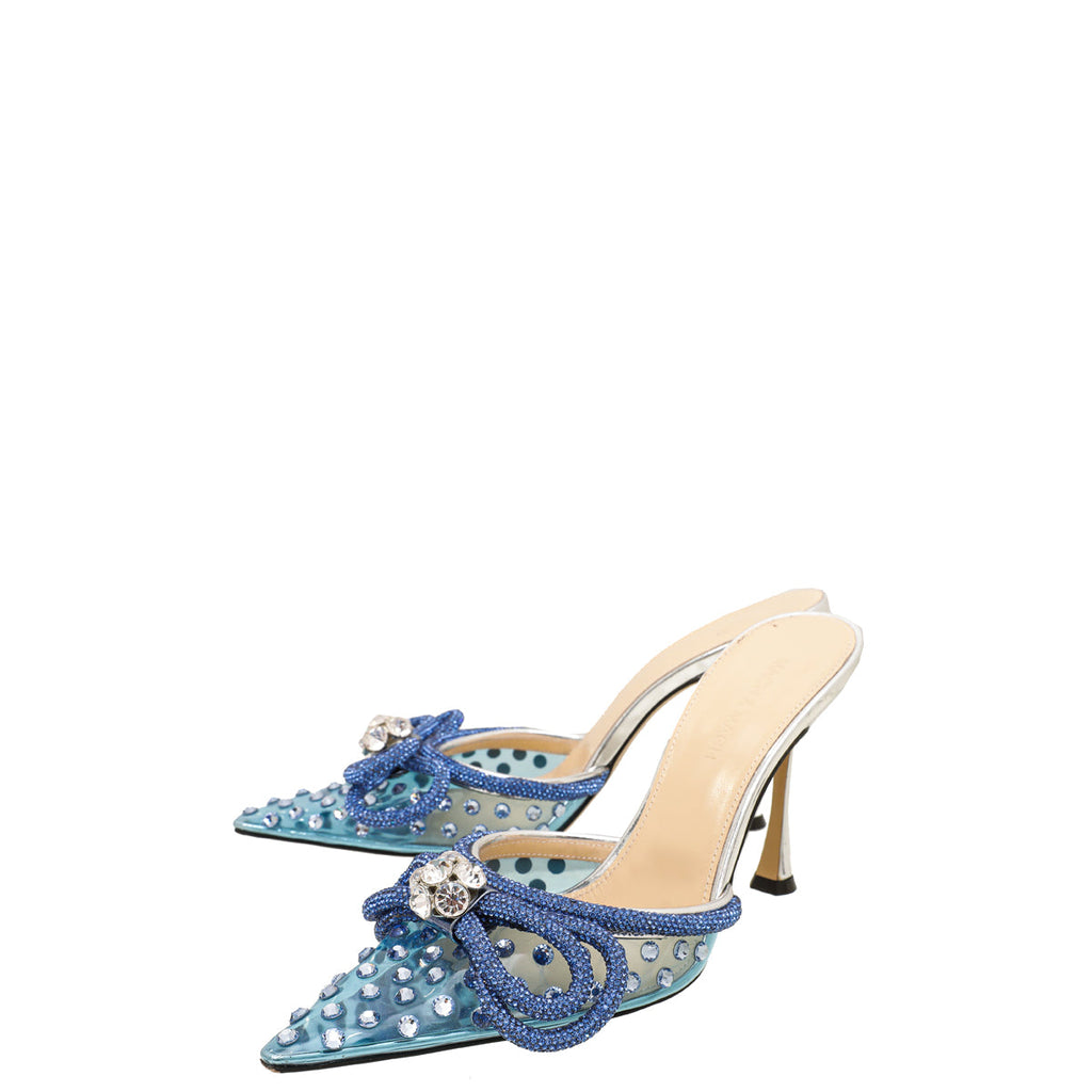 Mach & Mach Bicolor Crystal Embellished PVC Mules 37.5