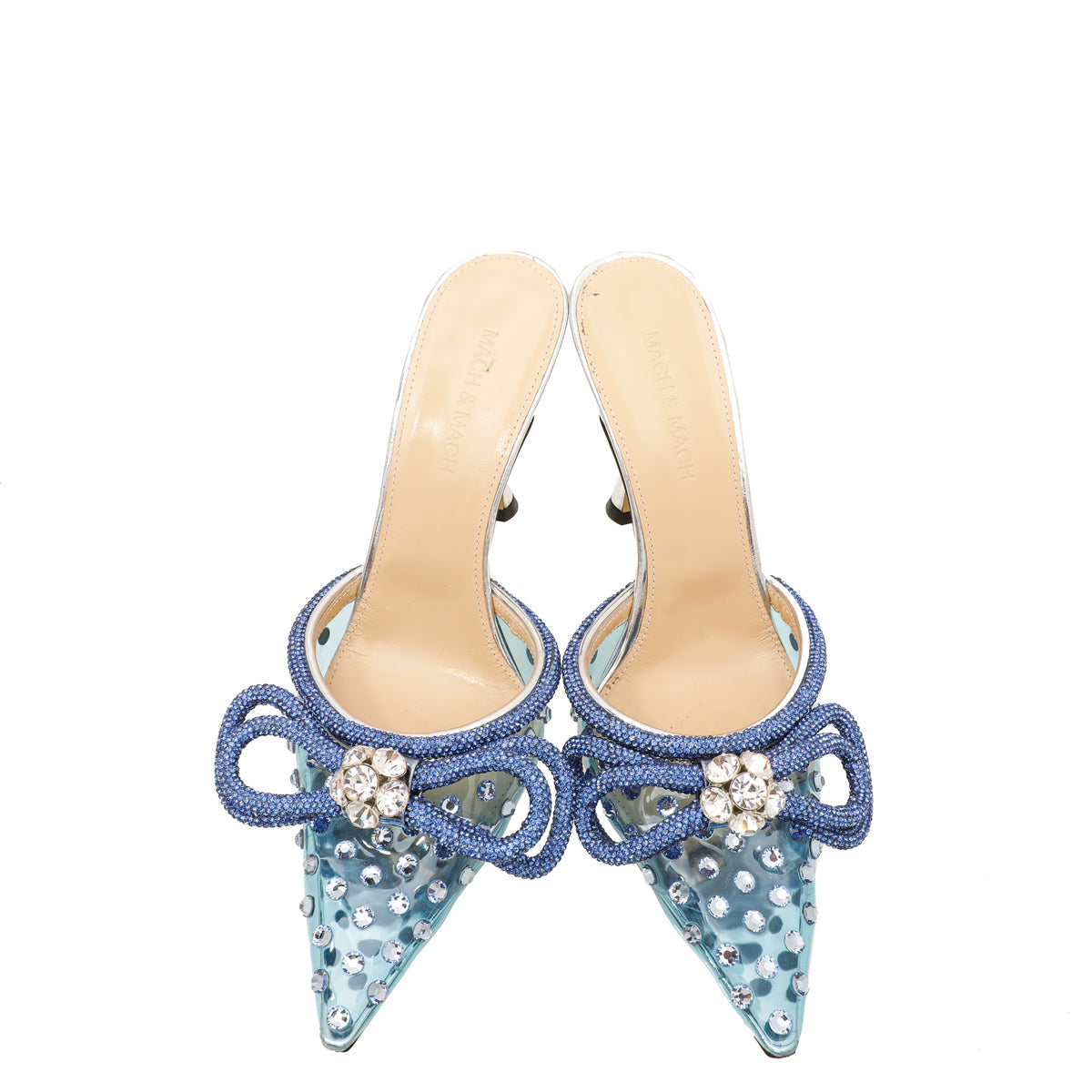 Mach & Mach Bicolor Crystal Embellished PVC Mules 37.5