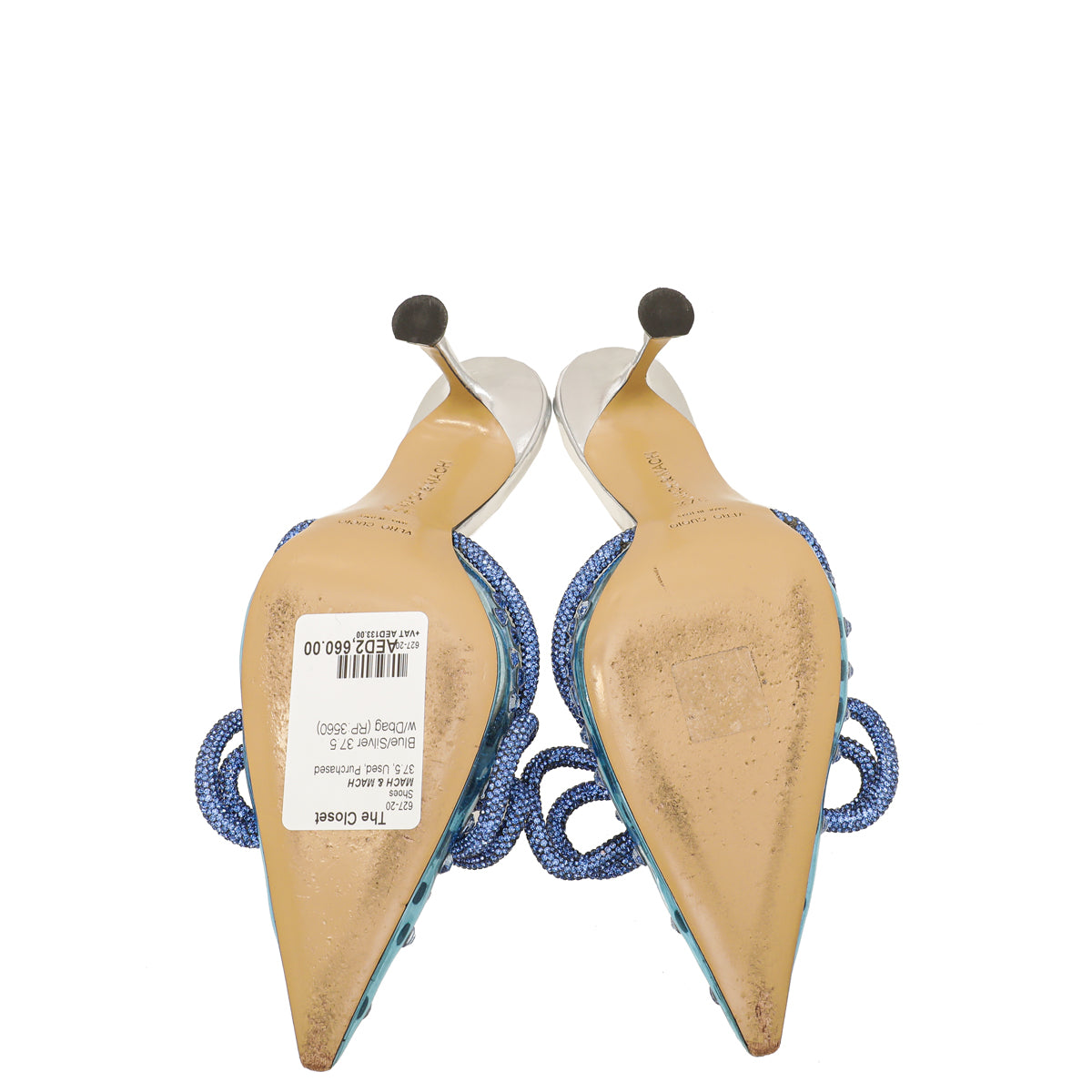 Mach & Mach Bicolor Crystal Embellished PVC Mules 37.5