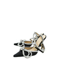 Mach & Mach Black Satin Crystal Bow Ankle Strap Pumps 37