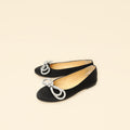 Mach & Mach Black Satin Double Bow Ballet Flats 38
