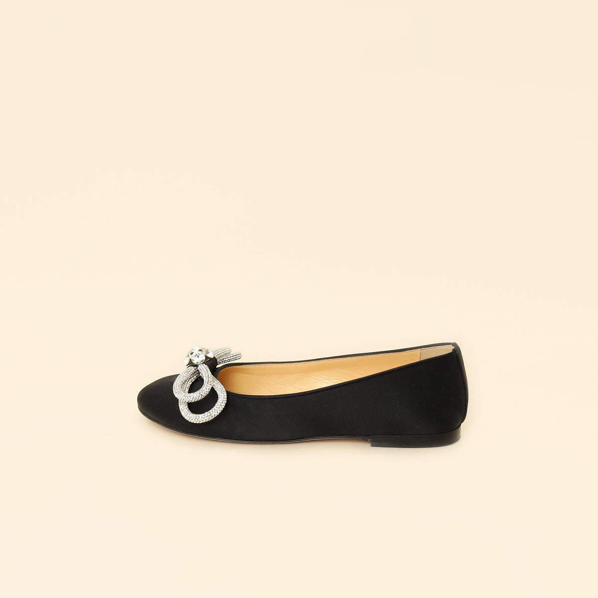 Mach & Mach Black Satin Double Bow Ballet Flats 38