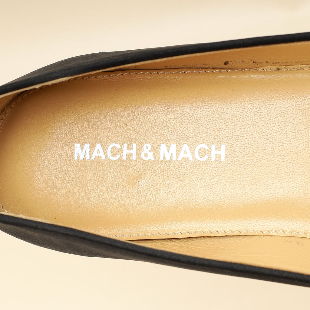 Mach & Mach Black Satin Double Bow Ballet Flats 38