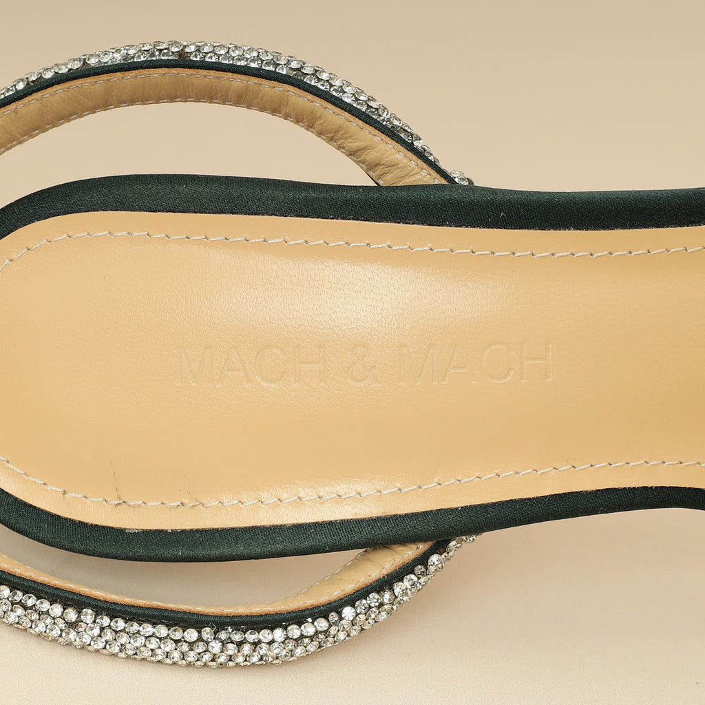 Mach & Mach Emerald Satin Crystal Double Bow Pumps 38