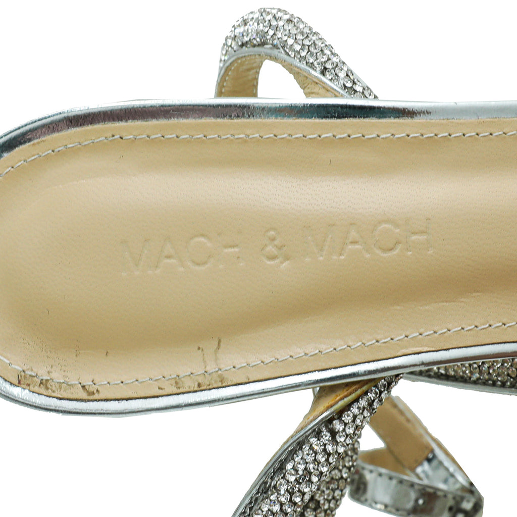 Mach & Mach Clear White Crystal Embellished PVC Crystal Bow Ankle Strap Pumps 38