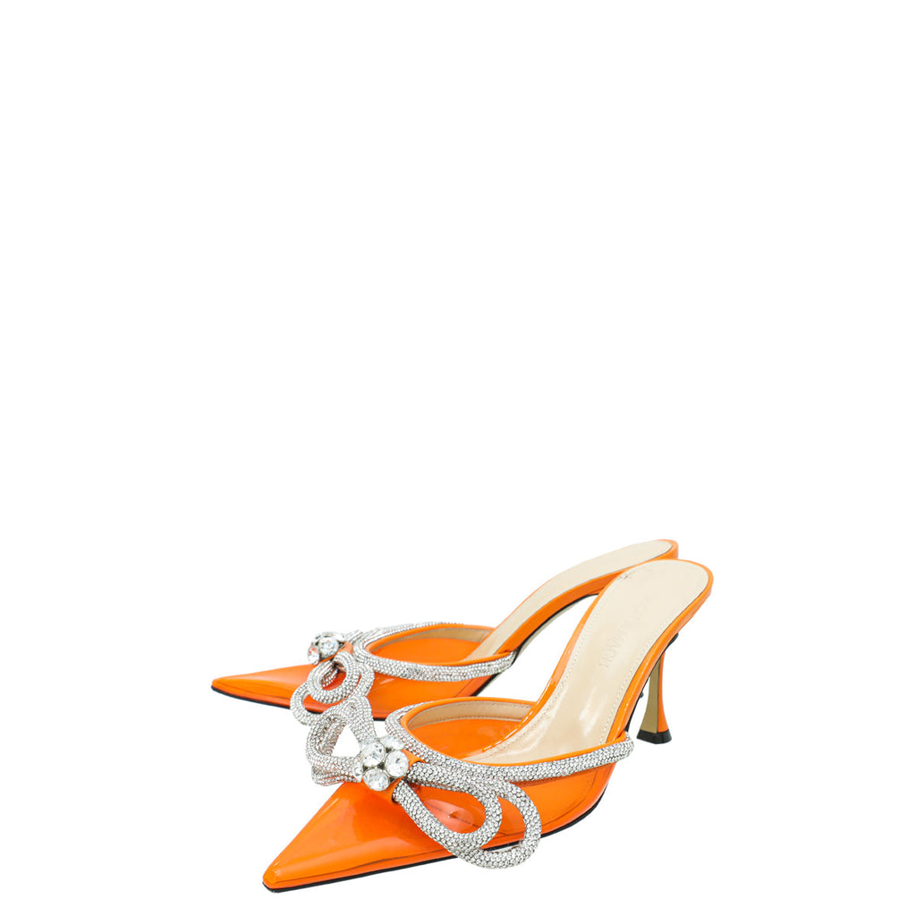 Mach & Mach Orange Crysrtal Bow PVC Mules 38