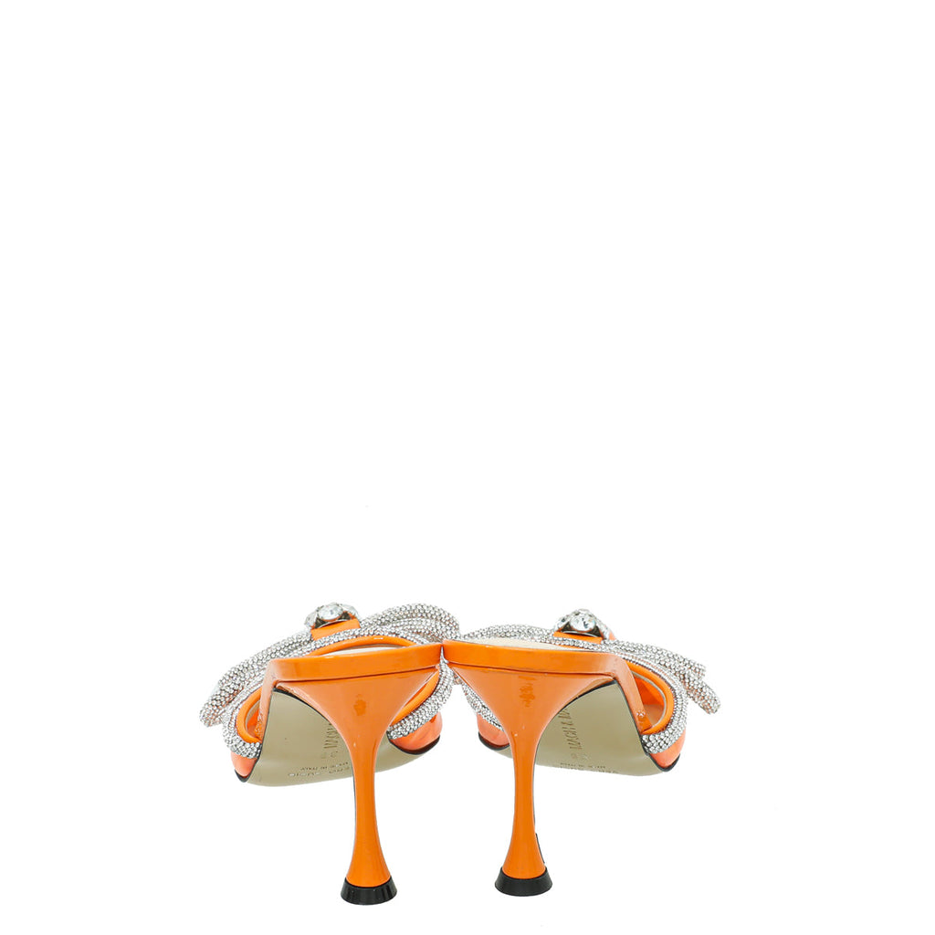 Mach & Mach Orange Crysrtal Bow PVC Mules 38