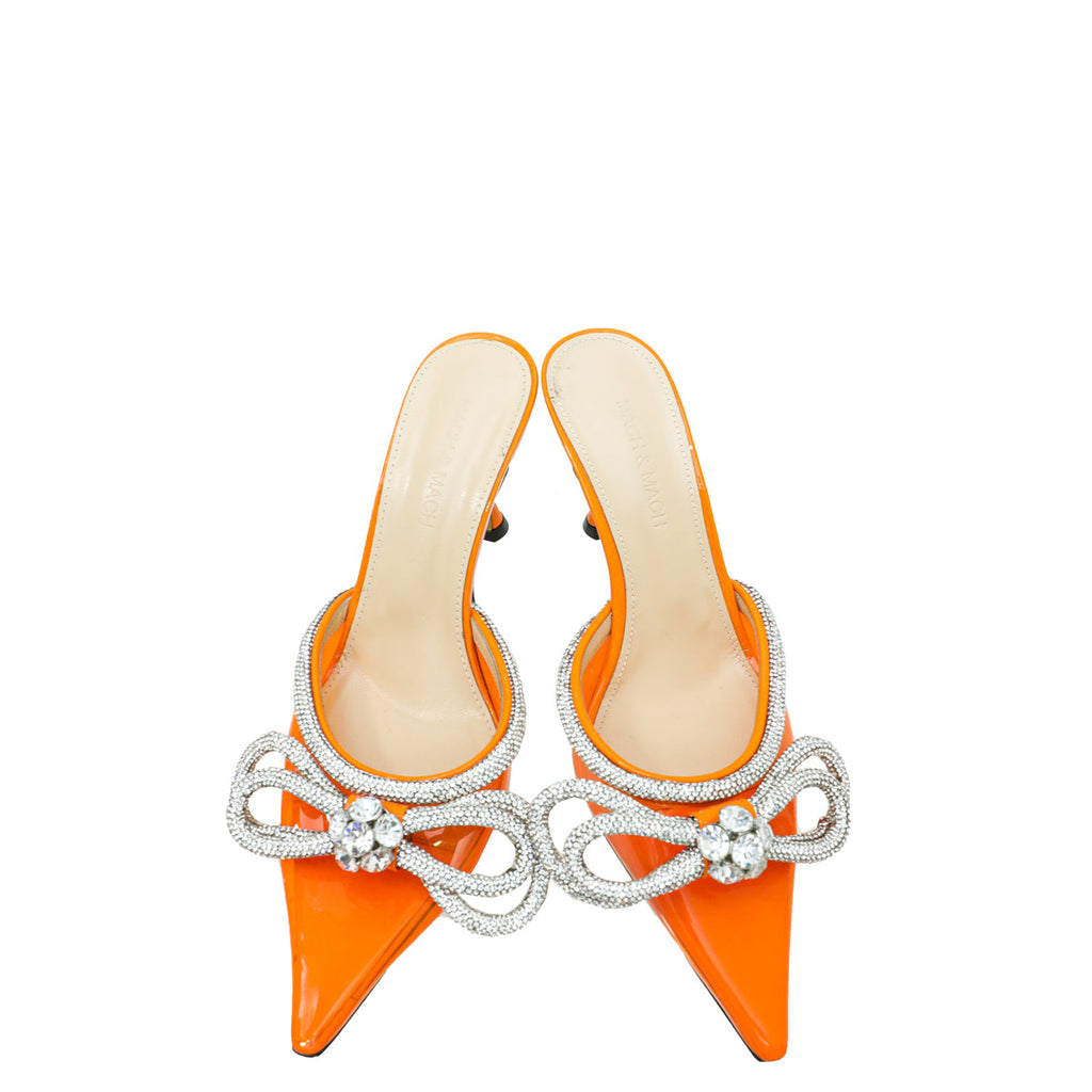 Mach & Mach Orange Crysrtal Bow PVC Mules 38