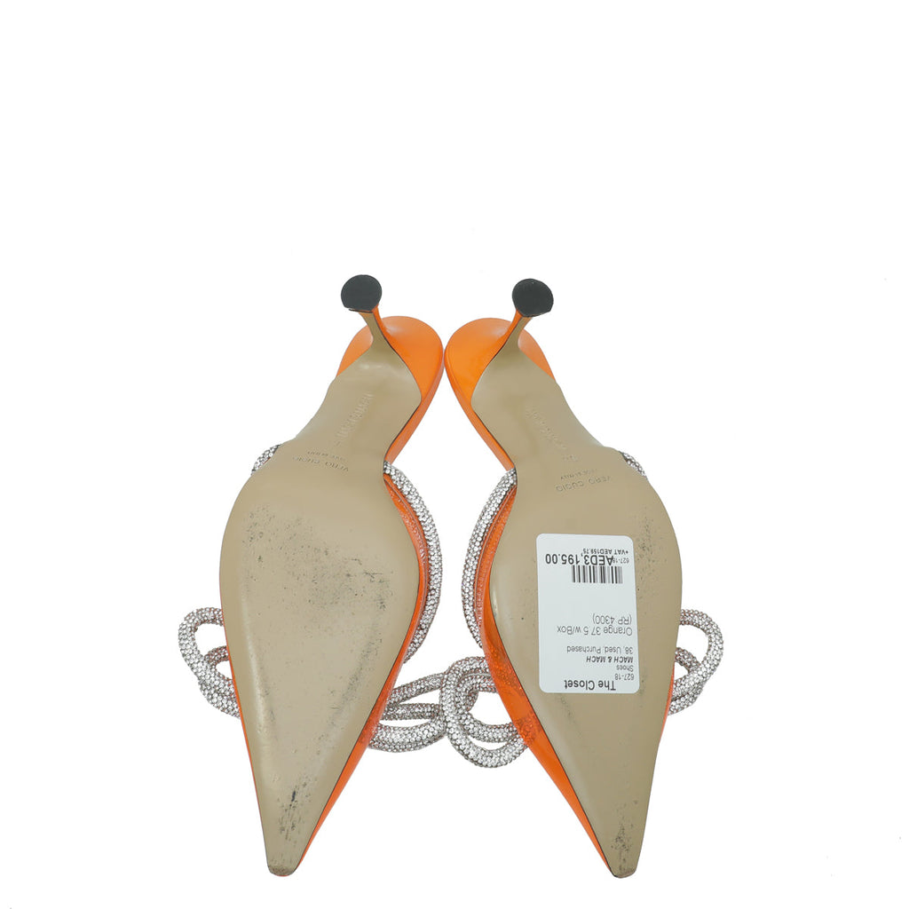Mach & Mach Orange Crysrtal Bow PVC Mules 38