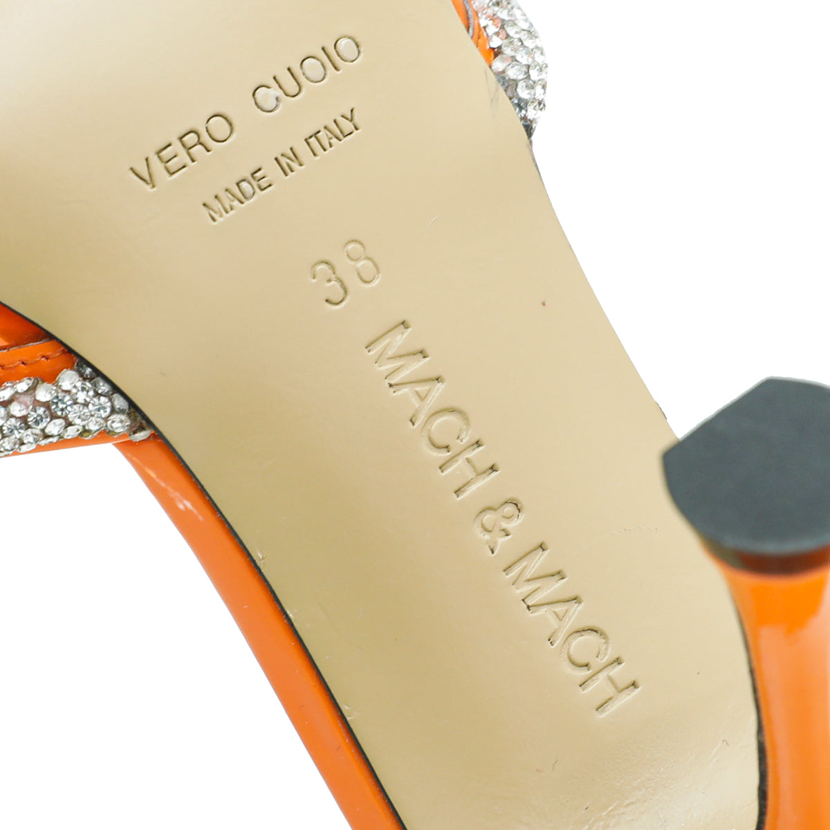Mach & Mach Orange Crysrtal Bow PVC Mules 38