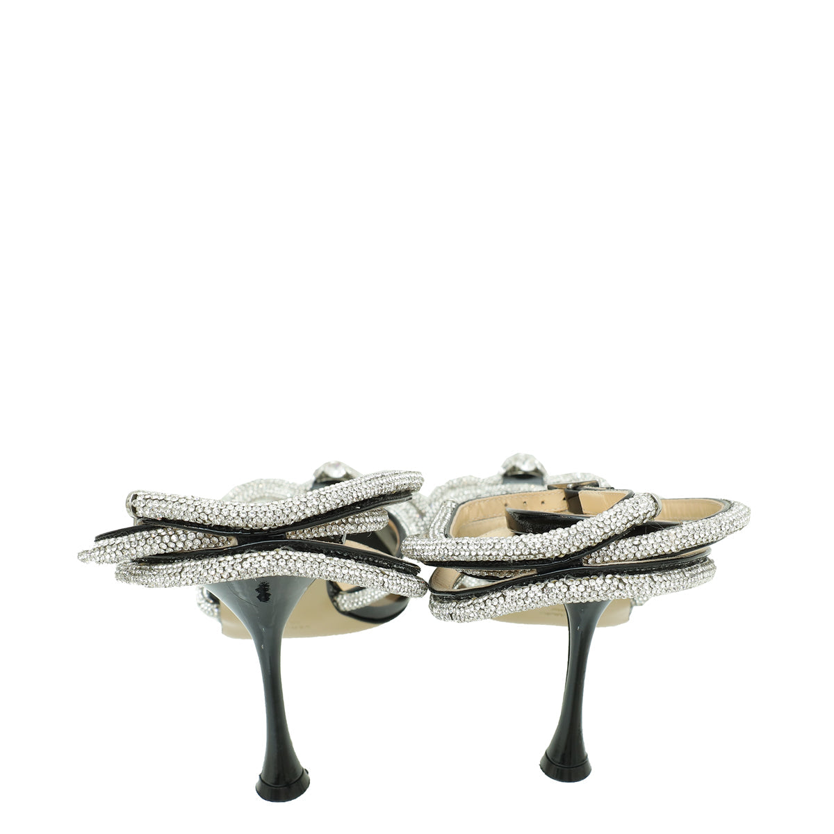 Mach & Mach Black Crystal Bow Ankle Strap PVC Pump 40