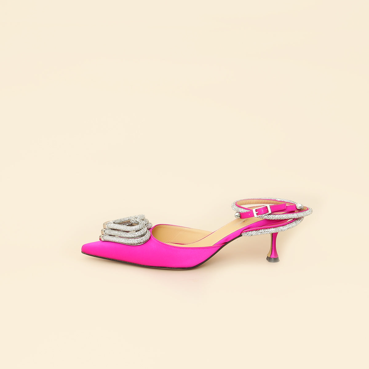 Mach & Mach Fuchsia Satin Triple Heart Pumps 40