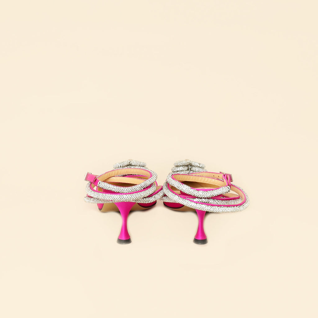 Mach & Mach Fuchsia Satin Triple Heart Pumps 40