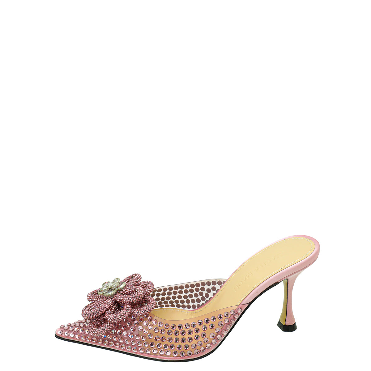 Mach & Mach Pink PVC & Satin Crystal Carrie Rose Mules 35.5