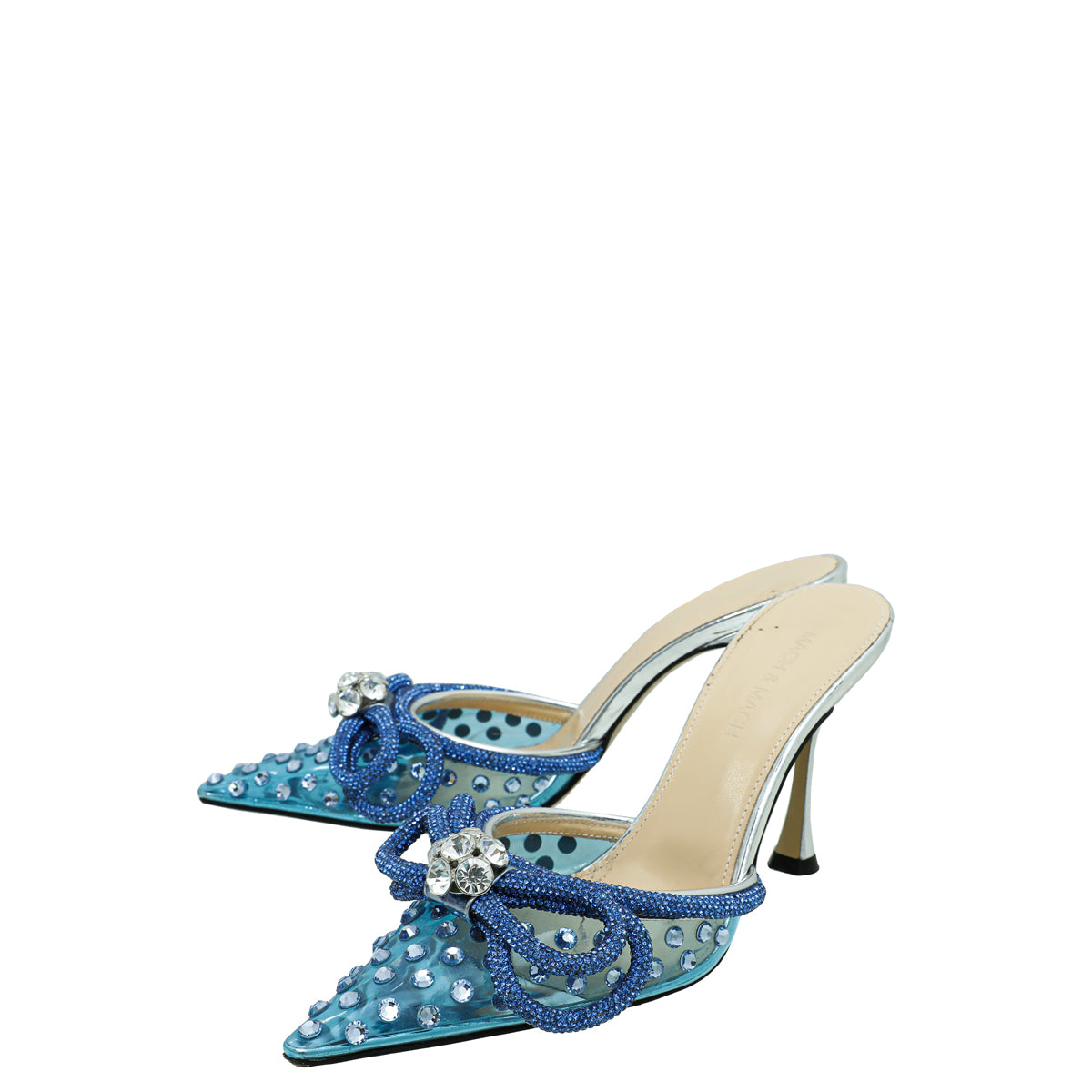 Mach & Mach Bicolor Crystal Embellished PVC Mules 36.5
