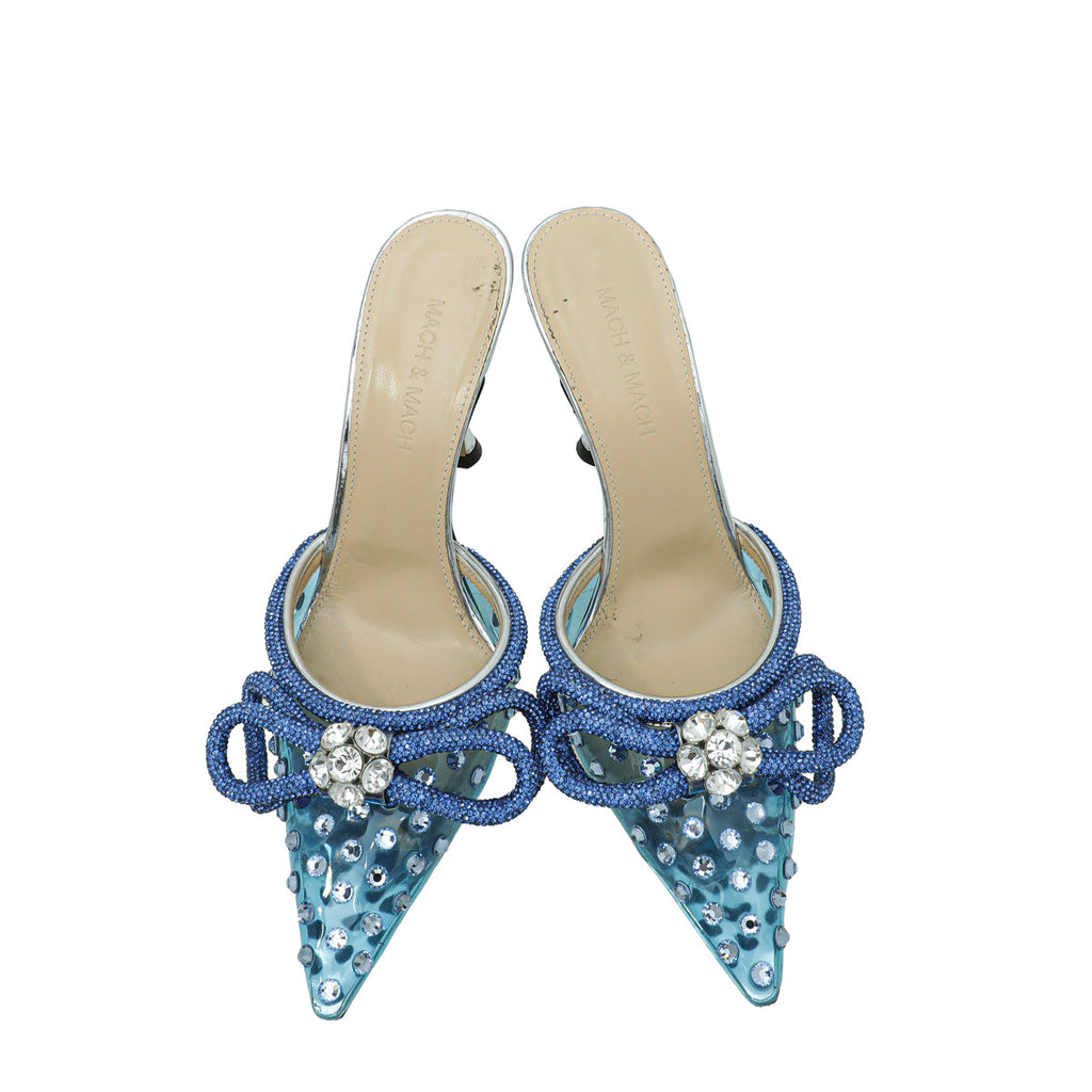 Mach & Mach Bicolor Crystal Embellished PVC Mules 36.5