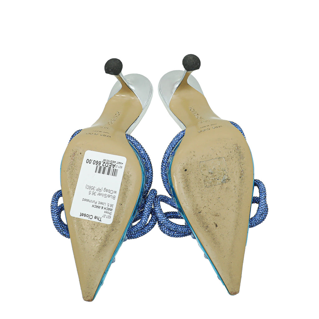 Mach & Mach Bicolor Crystal Embellished PVC Mules 36.5