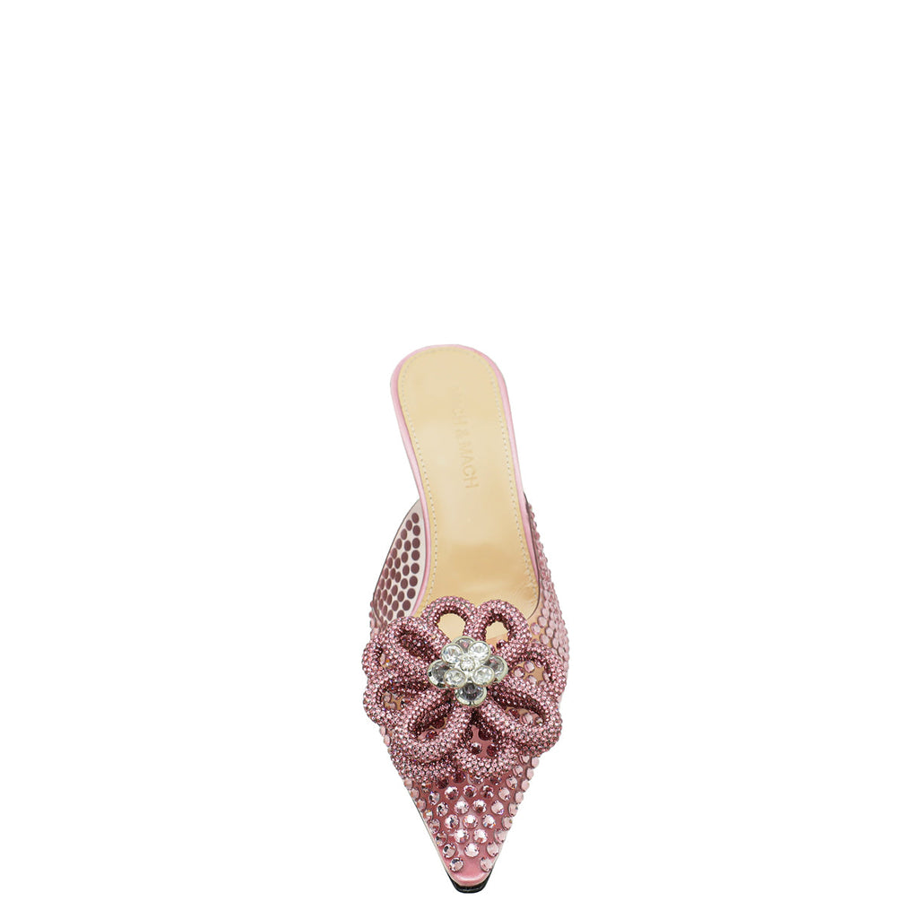 Mach & Mach Pink PVC & Satin Crystal Carrie Rose Mules 36.5