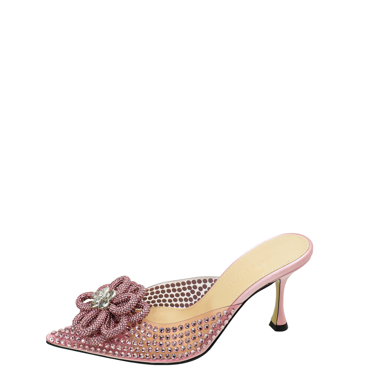 Mach & Mach Pink PVC & Satin Crystal Carrie Rose Mules 36.5