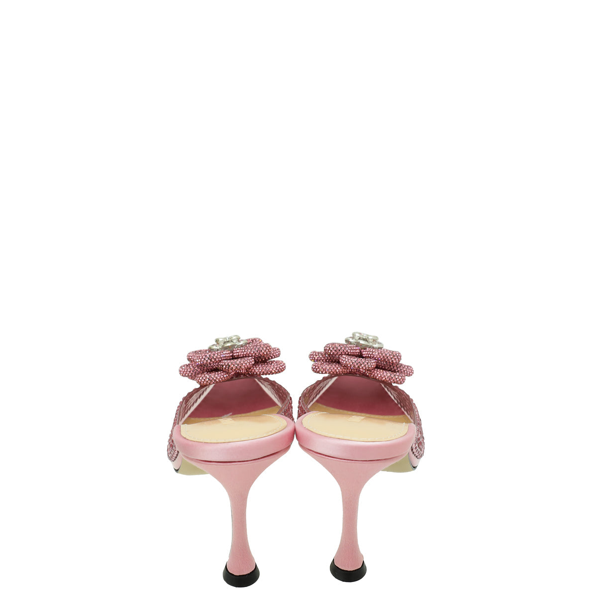 Mach & Mach Pink PVC & Satin Crystal Carrie Rose Mules 36.5