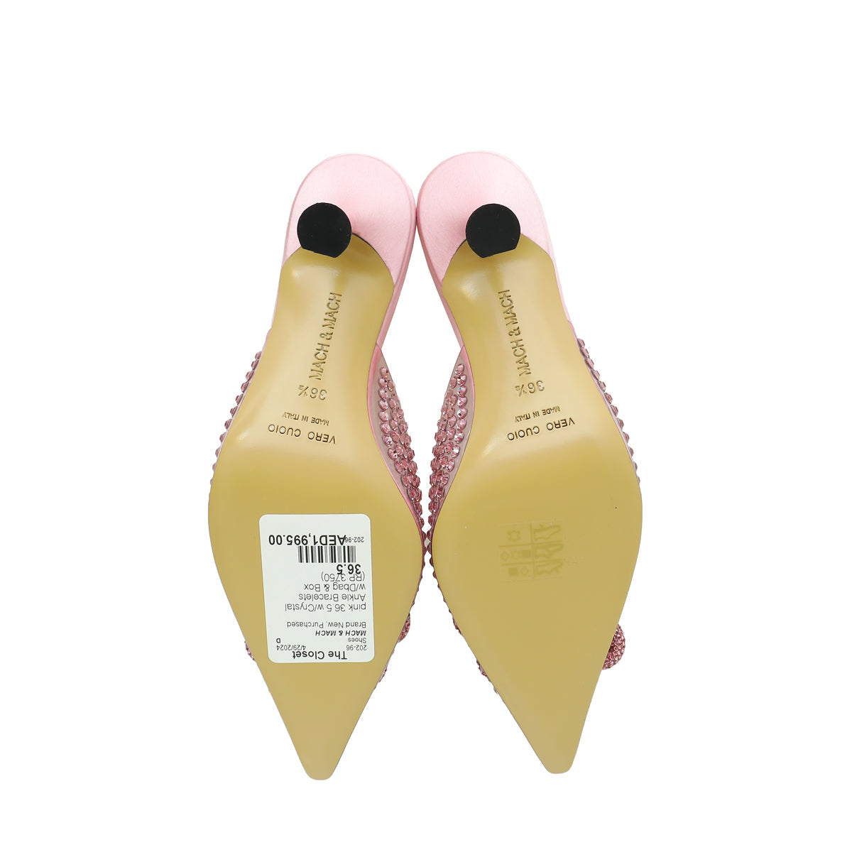 Mach & Mach Pink PVC & Satin Crystal Carrie Rose Mules 36.5