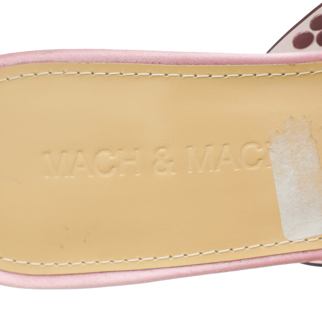 Mach & Mach Pink PVC & Satin Crystal Carrie Rose Mules 36.5