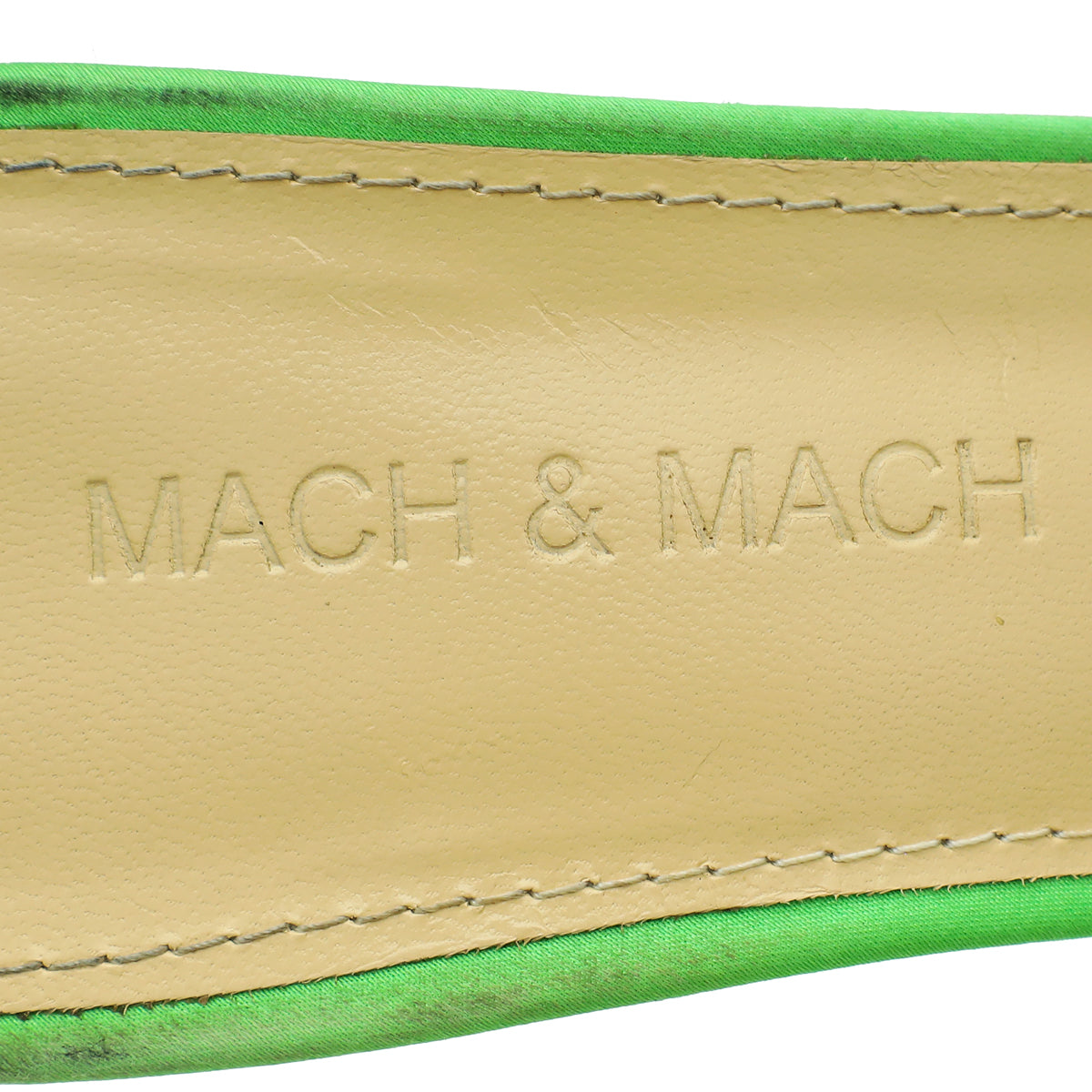 Mach & Mach Green Satin Double Bow Crystal Mules 37
