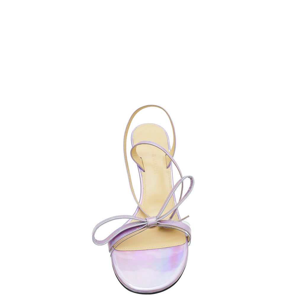 Mach & Mach Light Purple French Bow Iridescent Ankle Strap Sandal 38.5