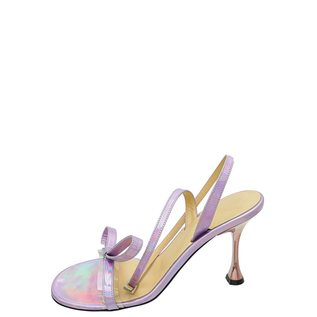 Mach & Mach Light Purple French Bow Iridescent Ankle Strap Sandal 38.5