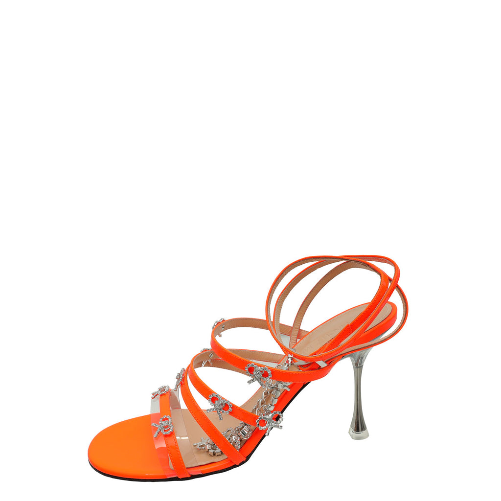 Mach & Mach Neon Orange Queen Heeled Ankle Strap Sandals 39