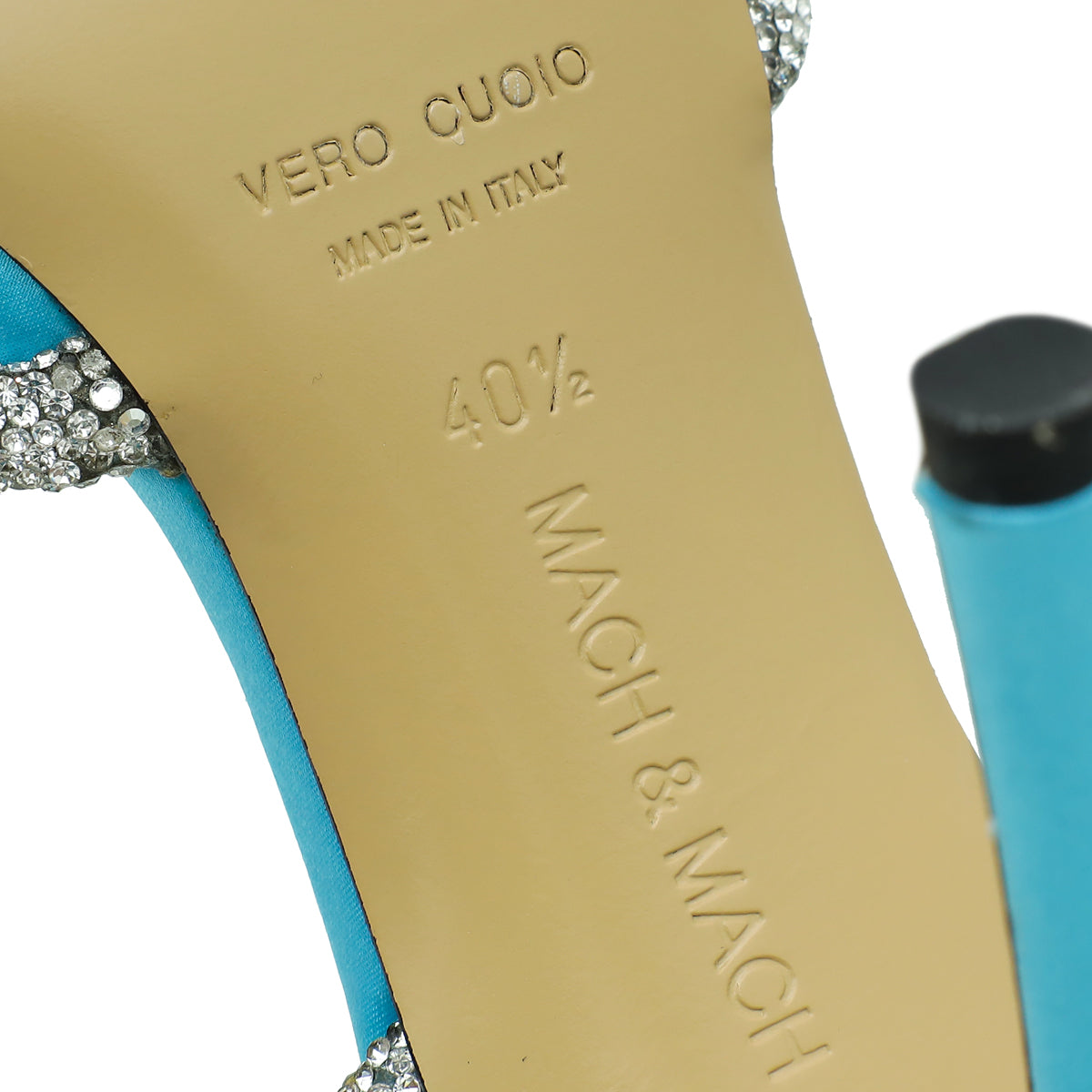 Mach & Mach Blue Satin Crystal Heart Embellished Ankle Strap Pumps 40.5