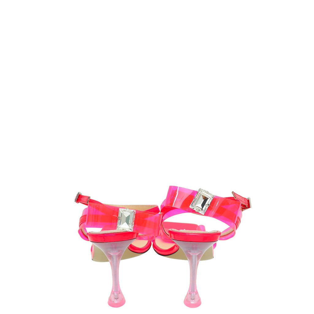 Mach & Mach Hot Pink French Bow Square Toe Sandal 40