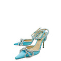 Mach & Mach Light Blue Glitter Crystal Bow 110 Pumps 41