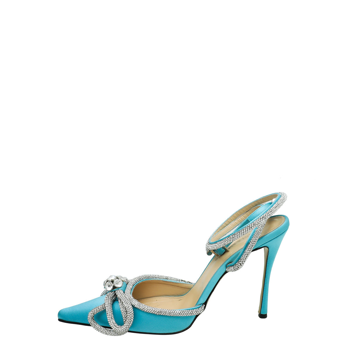 Mach & Mach Light Blue Glitter Crystal Bow 110 Pumps 41