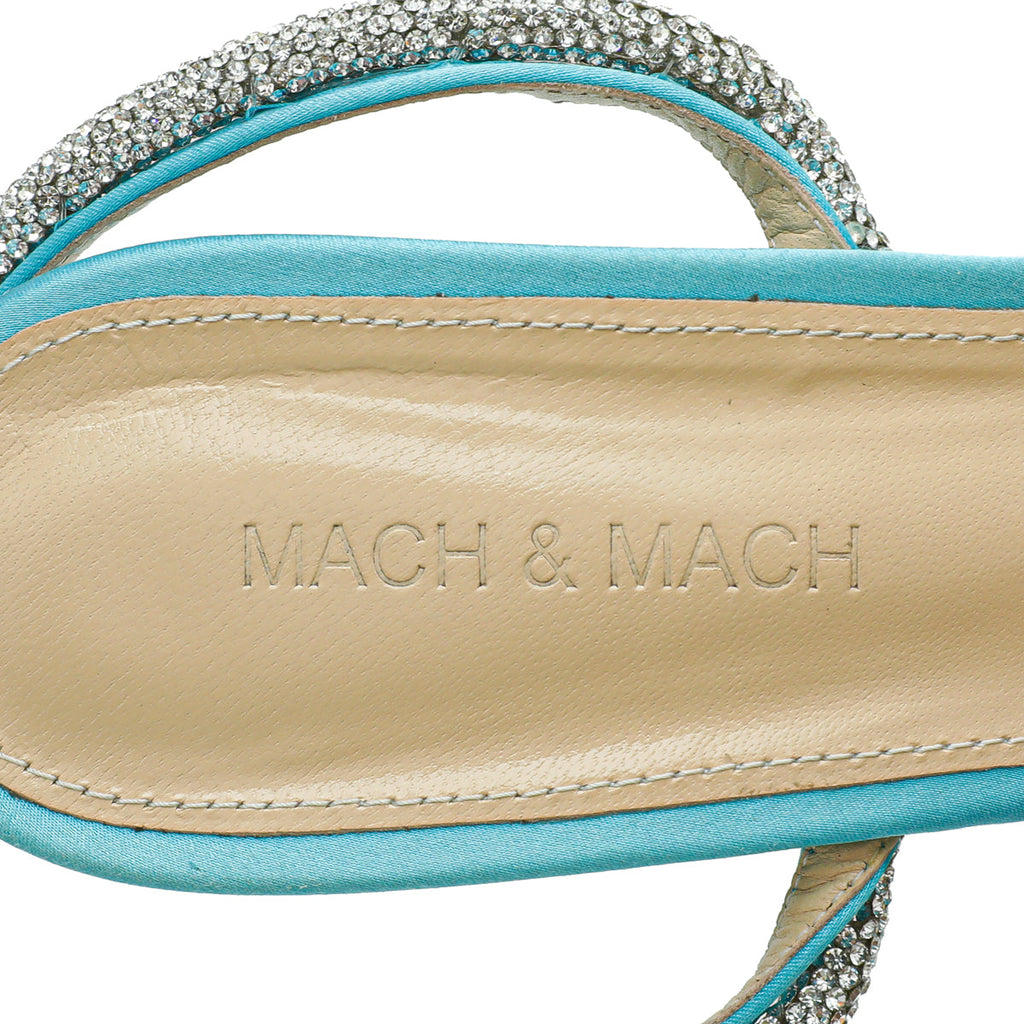 Mach & Mach Light Blue Glitter Crystal Bow 110 Pumps 41